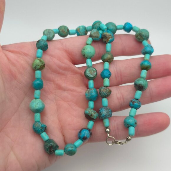 Jewelry - 18 Inch 925 Sterling Silver Turquoise And Other Stones Necklace B38